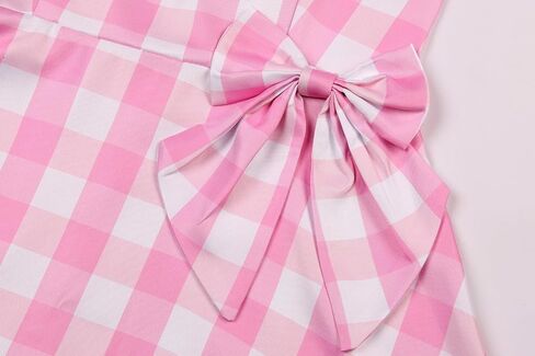 QUJQOM Adult 2023 Movie Heroine Costume Women Halloween Costume Pink Plaid Dress Heroine Cosplay Outfits with Accessories in Kuwait