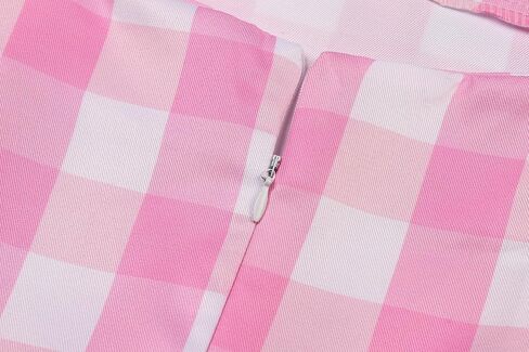 QUJQOM Adult 2023 Movie Heroine Costume Women Halloween Costume Pink Plaid Dress Heroine Cosplay Outfits with Accessories in Kuwait