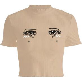 تي شيرت ماليانا نسائي مطرز بعيون Harajuku Kawaii بأكمام قصيرة تي شيرت قصير in Kuwait