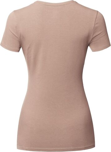 STARJJ Womens Basic Active Strethcy Slim Fit Bodycon V-Neck & Crewneck Short Sleeve T-Shirt Top (S-XL) in Kuwait