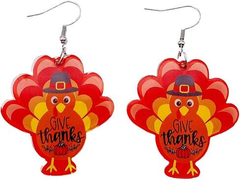 Cute Turkey Earrings for Women Girls,Thanksgiving Turkey Earrings Acrylic Fall Earrings Fun Cartoon Turkey Earrings Thanksgiving Jewelry Accessory Holiday Gifts in Saudi Arabia