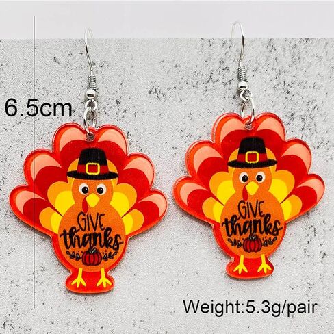 Cute Turkey Earrings for Women Girls,Thanksgiving Turkey Earrings Acrylic Fall Earrings Fun Cartoon Turkey Earrings Thanksgiving Jewelry Accessory Holiday Gifts in Saudi Arabia