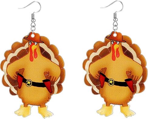 Cute Turkey Earrings for Women Girls,Thanksgiving Turkey Earrings Acrylic Fall Earrings Fun Cartoon Turkey Earrings Thanksgiving Jewelry Accessory Holiday Gifts in Saudi Arabia