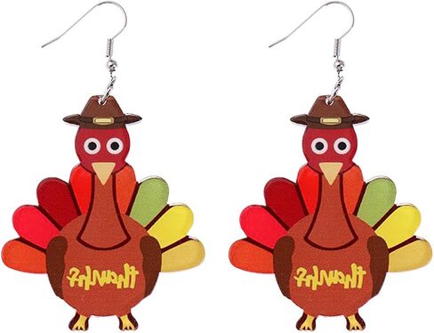 Cute Turkey Earrings for Women Girls,Thanksgiving Turkey Earrings Acrylic Fall Earrings Fun Cartoon Turkey Earrings Thanksgiving Jewelry Accessory Holiday Gifts in Saudi Arabia