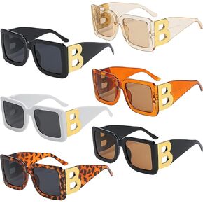 NLEYANB 6 Packs Wholesale Y2K Oversized B Rectangle Square Sunglasses Bulk for Women Men UV400 in Kuwait