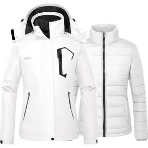 Wantdo Women's 3 in 1 Waterproof Ski Jacket Mountain Snowboarding Jacket Winter Snow Coat
