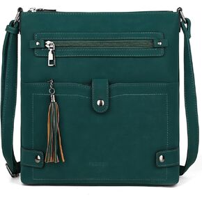 FADEON Crossbody Purses for Women, Designer Multi Pockets Shoulder Handbag Cross Body Bag Travel Purses with Tassel