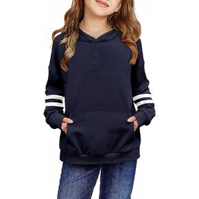 storeofbaby Girls Casual Button Hoodies Loose Fit Sweatshirts Pullover with Pocket