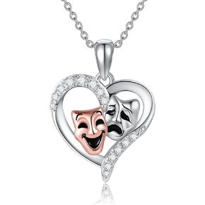 YAFEINI أقنعة مأساة كوميدية قلادة 925 فضة أقنعة مأساة كوميدية قلادة مجوهرات هدايا للنساء in Kuwait