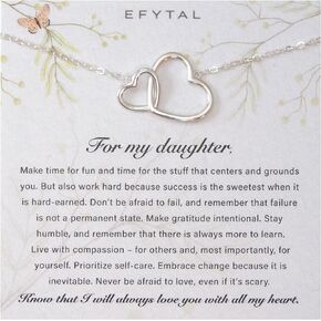 EFYTAL Daughter Gifts from Mom, Mother Daughter Heart Necklace for Women, Confirmation Gifts for Teenage Girl, Daughter Birthday Gifts, Graduation Gifts