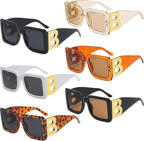 NLEYANB 6 Packs Wholesale Y2K Oversized B Rectangle Square Sunglasses Bulk for Women Men UV400 in Kuwait