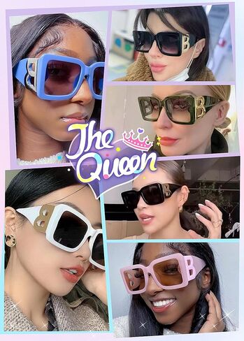 NLEYANB 6 Packs Wholesale Y2K Oversized B Rectangle Square Sunglasses Bulk for Women Men UV400 in Kuwait