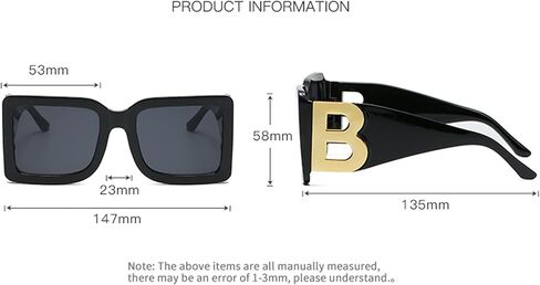 NLEYANB 6 Packs Wholesale Y2K Oversized B Rectangle Square Sunglasses Bulk for Women Men UV400 in Kuwait