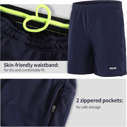 شورت الجري ARSUXEO للرجال مقاس 7 بوصات، شورت رياضي فائق النعومة للتدريب مع جيوب بسحاب in Kuwait
