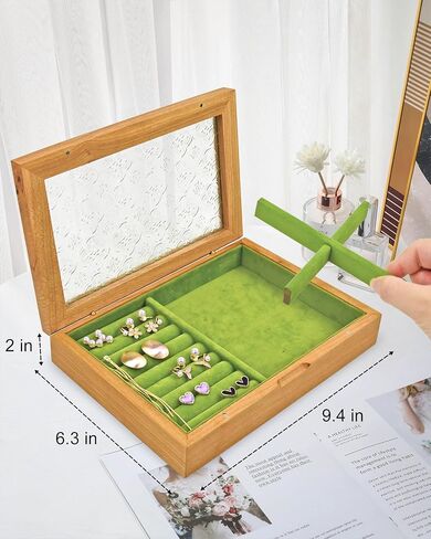 صندوق مجوهرات خشبي من Vileafy - هدايا عيد الميلاد للزوجة والأم والأصدقاء، منظم مجوهرات خشبي صلب عتيق للنساء في عيد الميلاد وعيد الميلاد وعيد الشكر in Kuwait