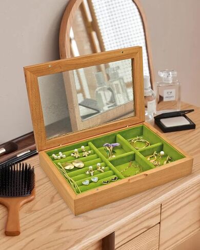 صندوق مجوهرات خشبي من Vileafy - هدايا عيد الميلاد للزوجة والأم والأصدقاء، منظم مجوهرات خشبي صلب عتيق للنساء في عيد الميلاد وعيد الميلاد وعيد الشكر in Kuwait