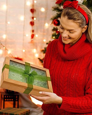 صندوق مجوهرات خشبي من Vileafy - هدايا عيد الميلاد للزوجة والأم والأصدقاء، منظم مجوهرات خشبي صلب عتيق للنساء في عيد الميلاد وعيد الميلاد وعيد الشكر in Kuwait