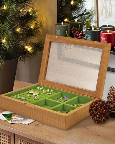 صندوق مجوهرات خشبي من Vileafy - هدايا عيد الميلاد للزوجة والأم والأصدقاء، منظم مجوهرات خشبي صلب عتيق للنساء في عيد الميلاد وعيد الميلاد وعيد الشكر in Kuwait