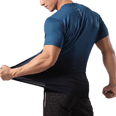 Magiftbox Mens Muscle Elastic Spandex Lightweight Workout Short Sleeve T-Shirts Gym Sweat Tee T61T62 in Kuwait