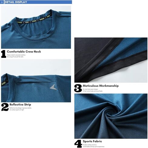 Magiftbox Mens Muscle Elastic Spandex Lightweight Workout Short Sleeve T-Shirts Gym Sweat Tee T61T62 in Kuwait