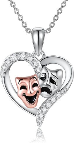 YAFEINI أقنعة مأساة كوميدية قلادة 925 فضة أقنعة مأساة كوميدية قلادة مجوهرات هدايا للنساء in Kuwait