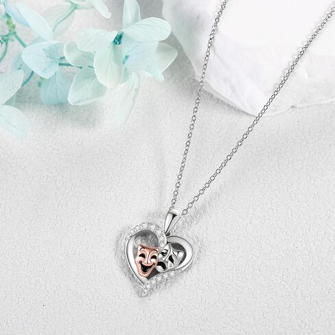 YAFEINI أقنعة مأساة كوميدية قلادة 925 فضة أقنعة مأساة كوميدية قلادة مجوهرات هدايا للنساء in Kuwait