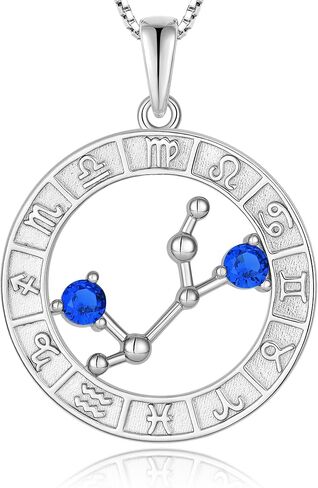 قلادة قلادة كوكبة زودياك من Guesma - قلادة برجك من الفضة الاسترليني 3 مم مكونة من جوهرة الميلاد - مجوهرات الذكرى السنوية وهدايا عيد الميلاد in Kuwait