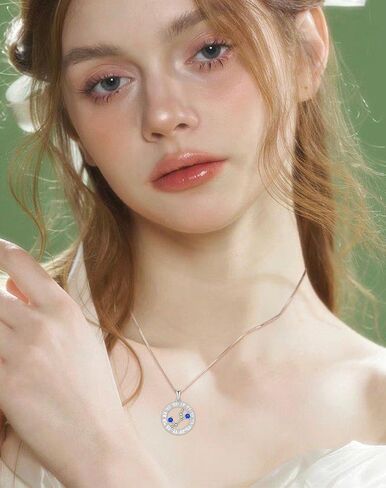 قلادة قلادة كوكبة زودياك من Guesma - قلادة برجك من الفضة الاسترليني 3 مم مكونة من جوهرة الميلاد - مجوهرات الذكرى السنوية وهدايا عيد الميلاد in Kuwait