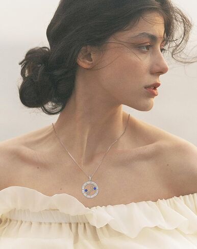 قلادة قلادة كوكبة زودياك من Guesma - قلادة برجك من الفضة الاسترليني 3 مم مكونة من جوهرة الميلاد - مجوهرات الذكرى السنوية وهدايا عيد الميلاد in Kuwait