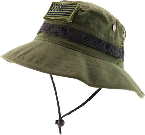 Armycrew Military American Flag Hook and Loop Patch Boonie Cap with Chin Strap in Saudi Arabia