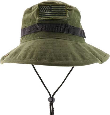 Armycrew Military American Flag Hook and Loop Patch Boonie Cap with Chin Strap in Saudi Arabia