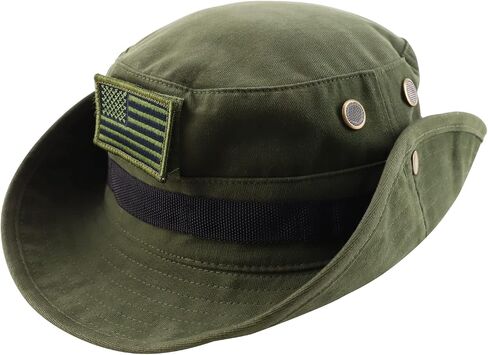 Armycrew Military American Flag Hook and Loop Patch Boonie Cap with Chin Strap in Saudi Arabia