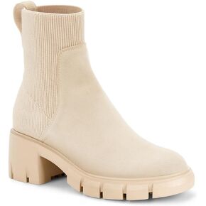 Womens Platform Lug Sole Ankle Boots Chunky Block Heel Fall Booties Elastic Slip on Combat Shoes