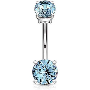 Forbidden Body Jewelry 14g Internally Threaded Solitaire CZ Top Mount Belly Button Ring