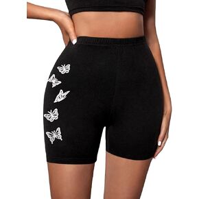 OYOANGLE Women's Butterfly Print Biker Shorts Yoga Workout Athletic Sports Shorts in Kuwait