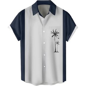 Lzzidou Men's Hawaiian Shirt Short Sleeve Button Down Beach Shirts