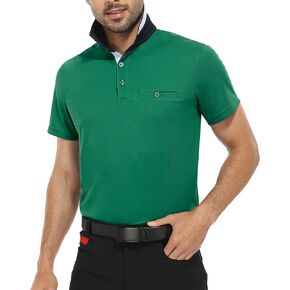 قمصان بولو Hiverlay للرجال قميص جولف بياقة بأكمام طويلة وقصيرة مع جيب بعامل حماية من الأشعة فوق البنفسجية 50+ أداء عمل سريع الجفاف in Kuwait