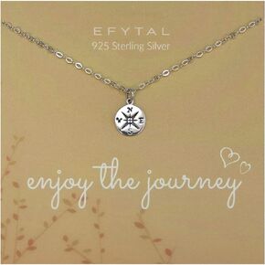 EFYTAL Graduation Gifts for Her 2022, Sterling Silver or Gold Plated Compass Necklace, High School or College Graduation Gifts for Her, Farewell Gifts for Coworkers, Inspirational Gifts for Women