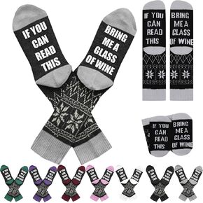 Gnpolo Women's Funny Socks If You Can Read This Bring Me A Glass of Wine Casual Novelty Sock