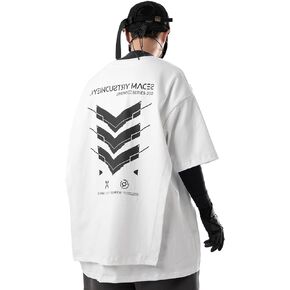 APMOLAR Japanese Streetwear Cyberpunk Elbow Sleeve Graphic Tees Men