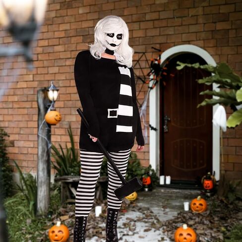 Alice The Psycho Costume - Women Plus XXL (18-20) Bewitching Black & White Outfit Perfect for Halloween & Costume Parties - 1 Set in Saudi Arabia