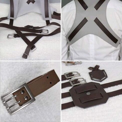 Vancle Cosplay Attack on Titan Shingeki no Kyojin Recon Corps Belt Hookshot Costume, Brown, free size in Saudi Arabia