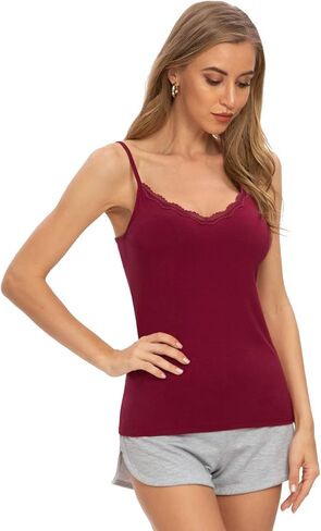 Vislivin Plain Camisole for Women Lace Tank Tops V Neck Adjustable Cami Sexy Undershirts 4 Pack in Kuwait