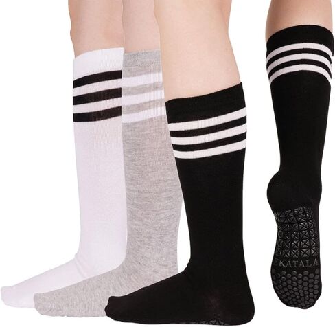 Ekatala Yoga - Yoga, Pilates, Barre, Ballet Non Slip Grip Socks (White/Grey/Black) in Saudi Arabia
