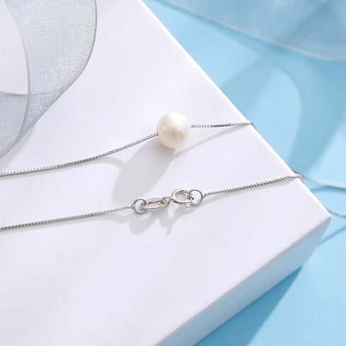 ALoveSoul 925 Sterling Silver Single Pearl Necklace - Necklace for Women Girls, Mother's Day Birthday Gift Ideas in Kuwait