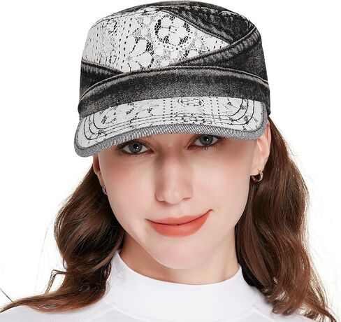 Denim Jean Cotton Hat Cap Fashion Lace, Premium Adjustable Universal Fit in Saudi Arabia