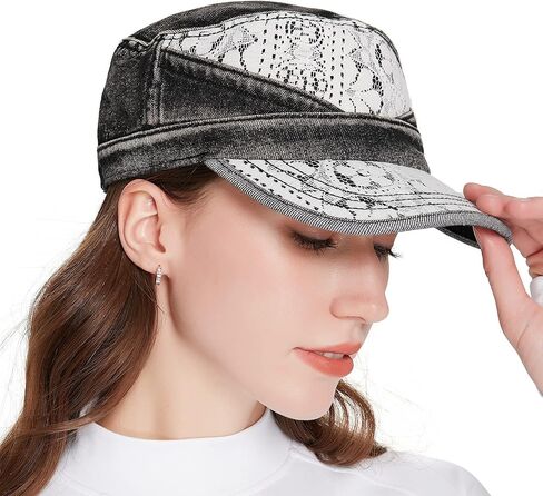 Denim Jean Cotton Hat Cap Fashion Lace, Premium Adjustable Universal Fit in Saudi Arabia