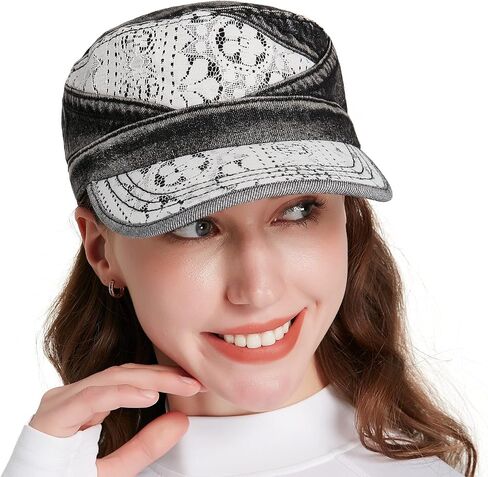 Denim Jean Cotton Hat Cap Fashion Lace, Premium Adjustable Universal Fit in Saudi Arabia