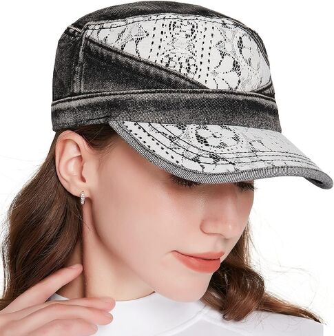 Denim Jean Cotton Hat Cap Fashion Lace, Premium Adjustable Universal Fit in Saudi Arabia