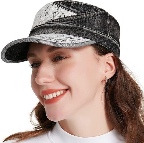 Denim Jean Cotton Hat Cap Fashion Lace, Premium Adjustable Universal Fit in Saudi Arabia